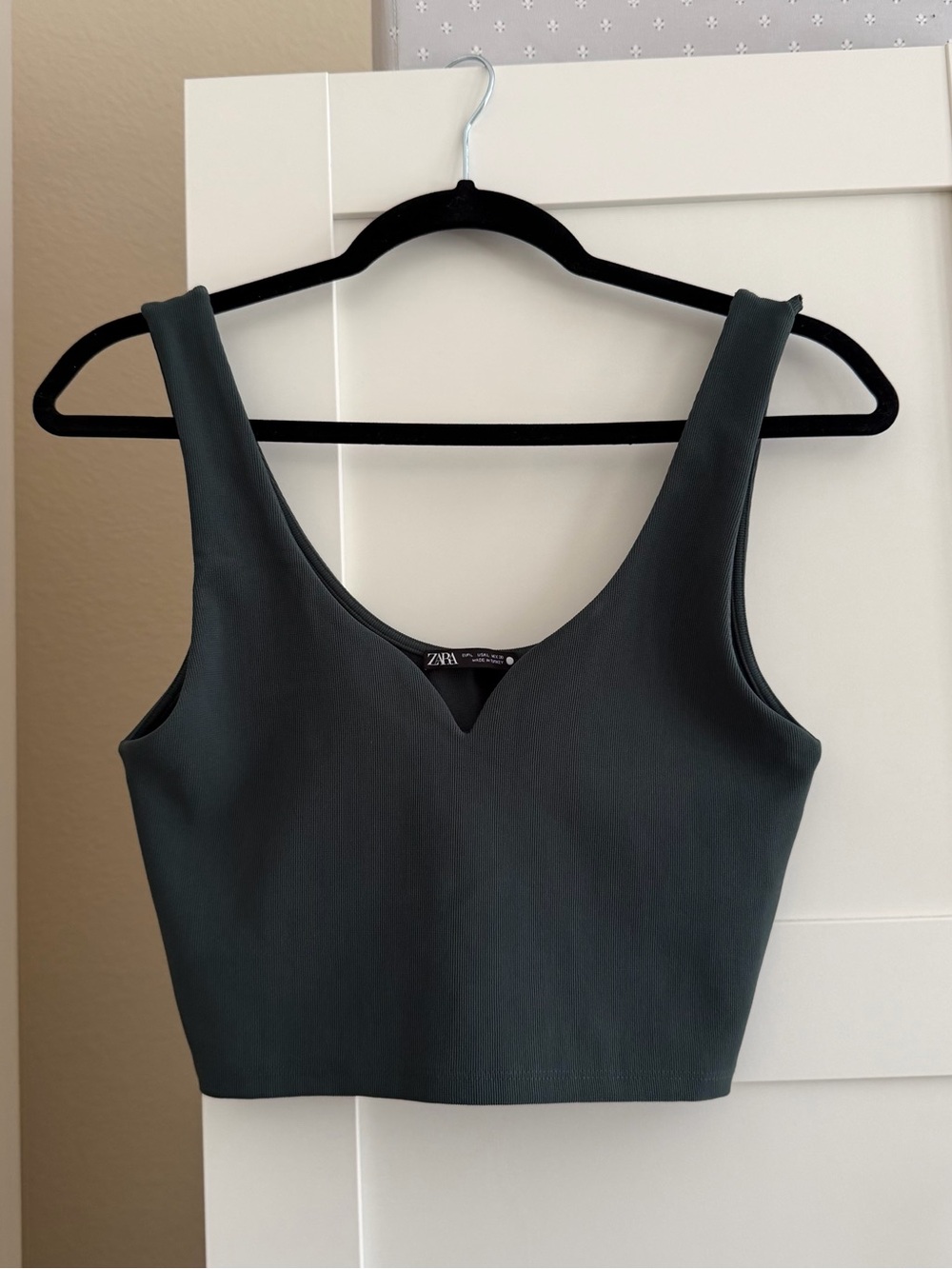 Zara Forest Green V-Neck Crop Top